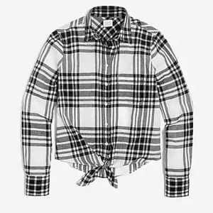 Plaid Tie-Waist Shirt for Women